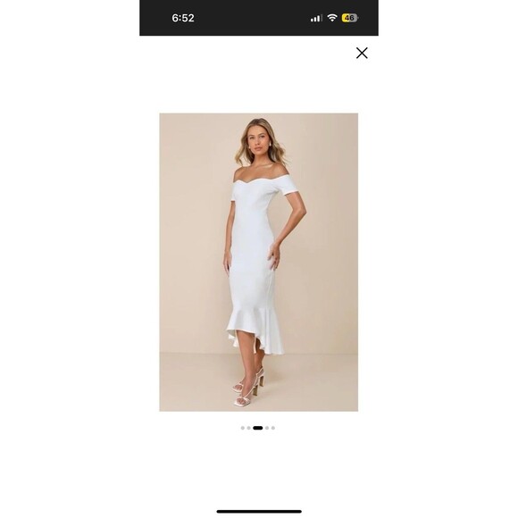 LULUS How Much I Care White Off The Shoulder Midi Dress Size SMALL NWOT - Picture 3 of 7